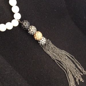 Stella and Dot mixed media long tassel necklace